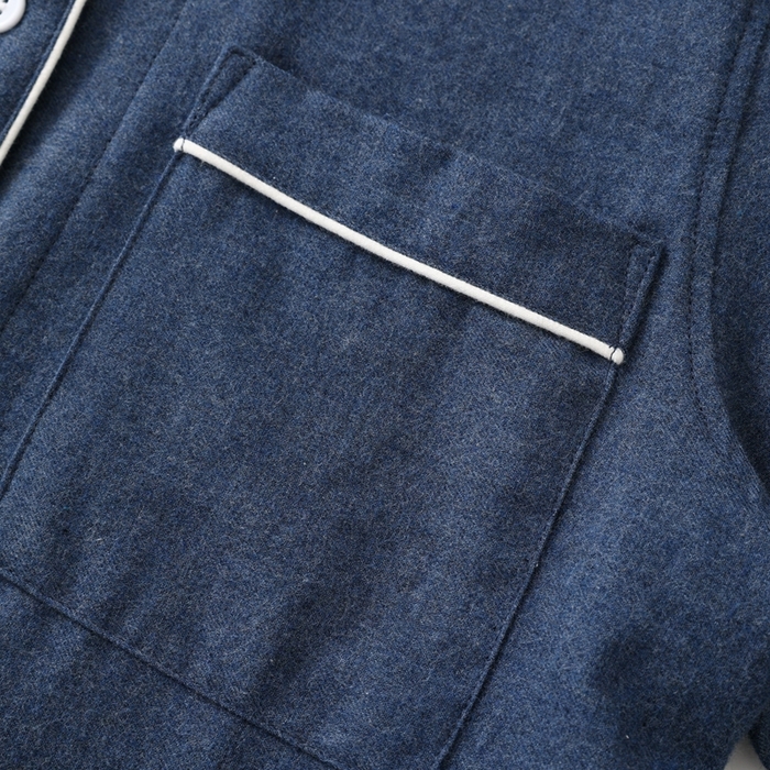 91家纺网 家纺一手货源 找家纺 伊嫚家居 2025新款无印日式双股全棉法兰绒家居服良品睡衣女纯棉直播秋冬款情侣睡衣 海军蓝纯色女