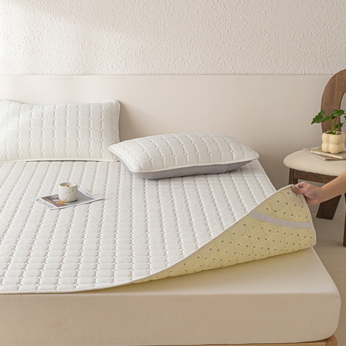 91家纺网 家纺一手货源 找家纺 欧邦 2025春夏新款四季款无印风纯色水洗棉床褥榻榻米床垫 床垫-本白