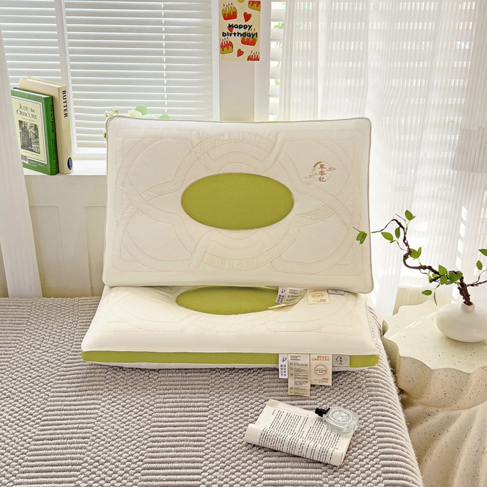 91家纺网 家纺一手货源 找家纺 （总）幸运草 2025新款全棉决明子草本记护颈枕头 成人家用分区定型枕芯