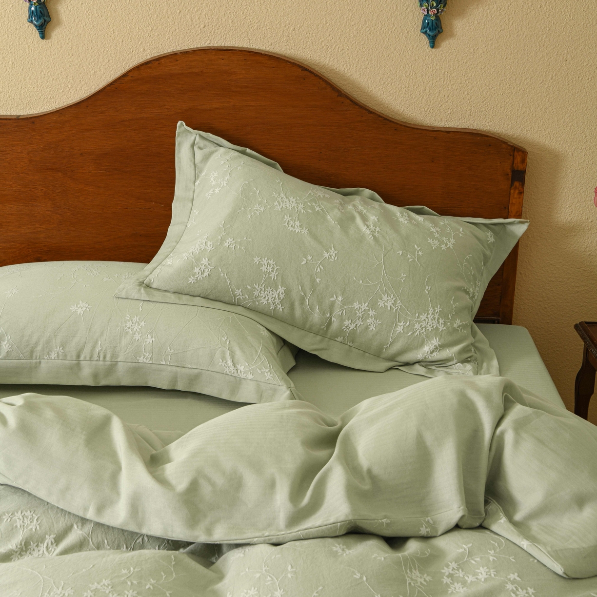 91家纺网 家纺一手货源 找家纺 云上 2025全棉提花床品系列·风铃 风铃-绿