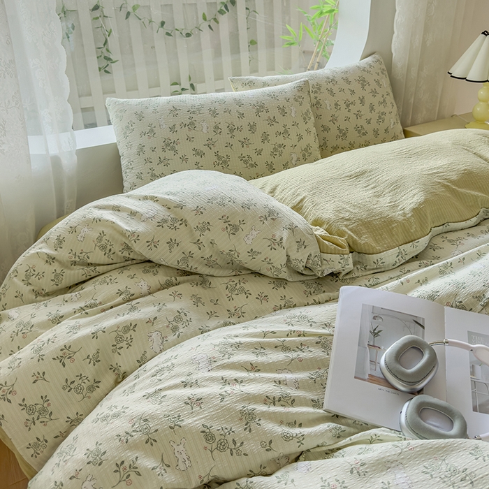 91家纺网 家纺一手货源 找家纺 王朝国际 2025新款直播热款有氧提花有氧双层纱碎花单被套 绿野仙踪