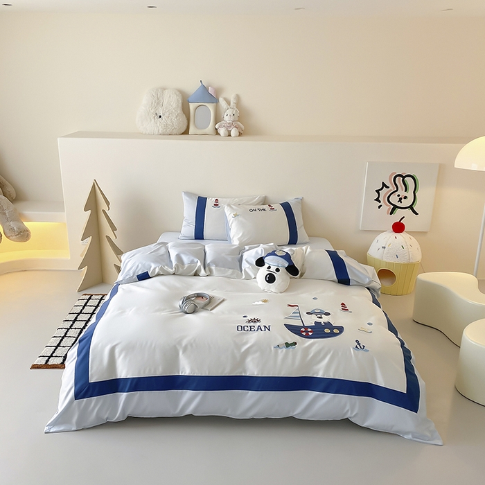 91家纺网 家纺一手货源 找家纺 （总）星野 2025新款超柔天丝棉精致刺绣贴布绣四件套-汪星记