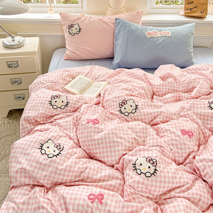 海岛哥哥 2025新款云柔棉毛巾绣 四件套 毛巾绣-萌萌猫咪