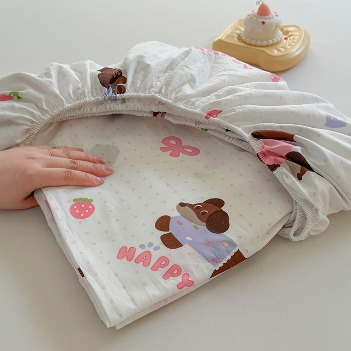 91家纺网 家纺一手货源 找家纺 十一家居 2025新款ins韩系卡通印花亲肤水洗棉床笠 欢乐伙伴