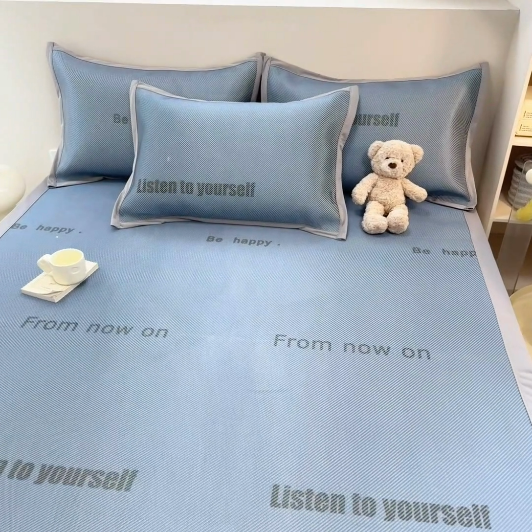 91家纺网 家纺一手货源 找家纺 典曼家纺 2025新款600D数码印花冰藤席席子凉席-床席款 简约生活