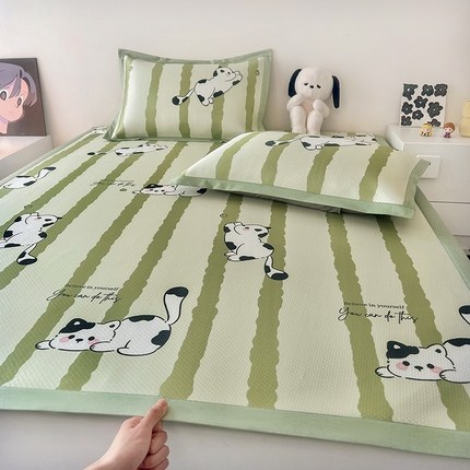 倾慕家纺 A类满天星凉感提花凉席 乐动猫咪