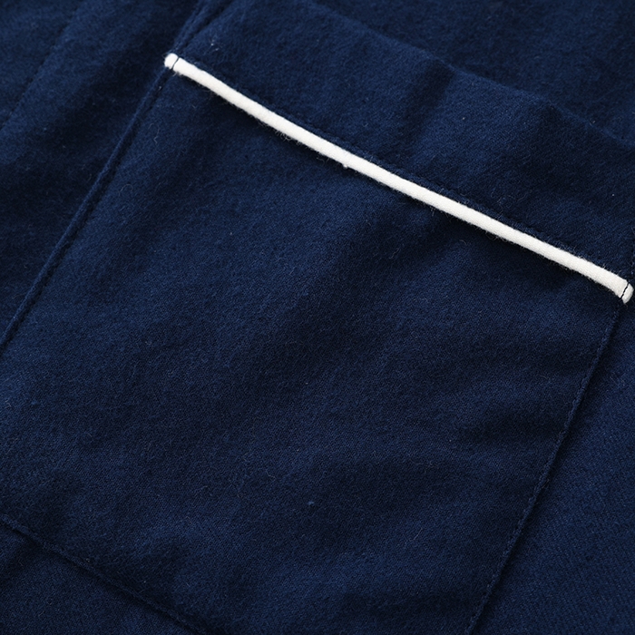 91家纺网 家纺一手货源 找家纺 伊嫚家居 2025新款无印日式双股全棉法兰绒家居服良品睡衣女纯棉直播秋冬款情侣睡衣 纯藏青色女