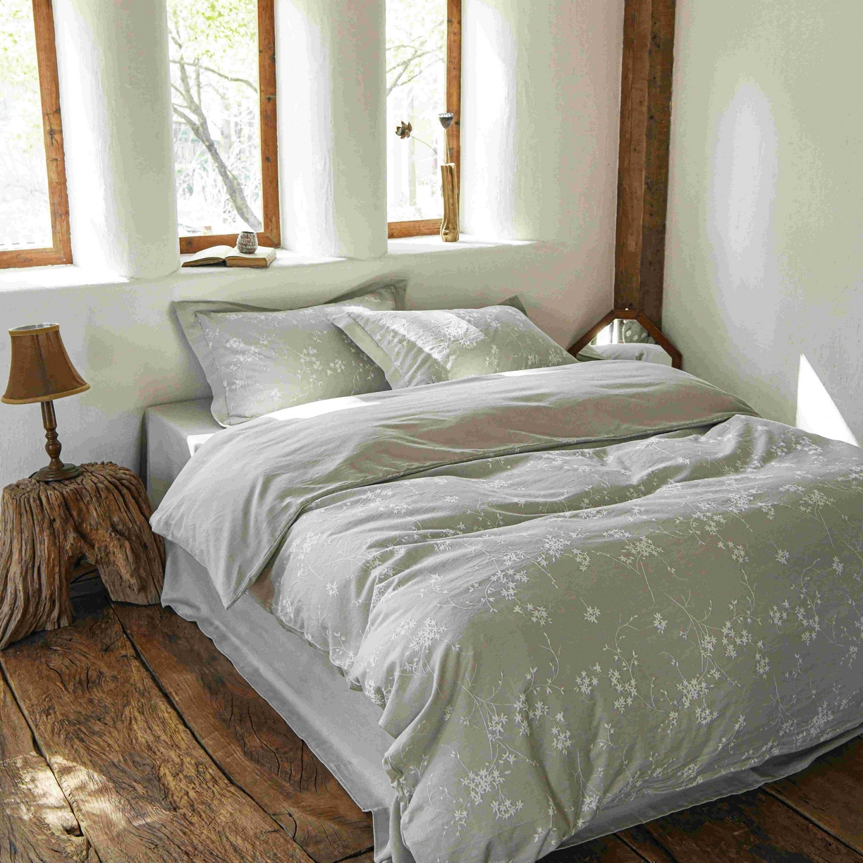 91家纺网 家纺一手货源 找家纺 云上 2025全棉提花床品系列·风铃 风铃-灰