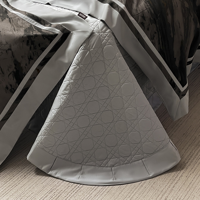 91家纺网 家纺一手货源 找家纺  2025新品A类100支天丝棉夹棉床盖床笠四件套全棉纯棉床单加厚高端数码印花长绒棉夏季轻奢真丝床上用品 布里奇-灰