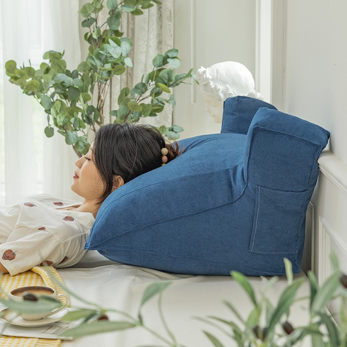 91家纺网 家纺一手货源 找家纺 一兰家纺 2025新款单人床头靠垫护腰靠背靠枕大抱枕抱抱靠 抱抱靠-雀舞蓝