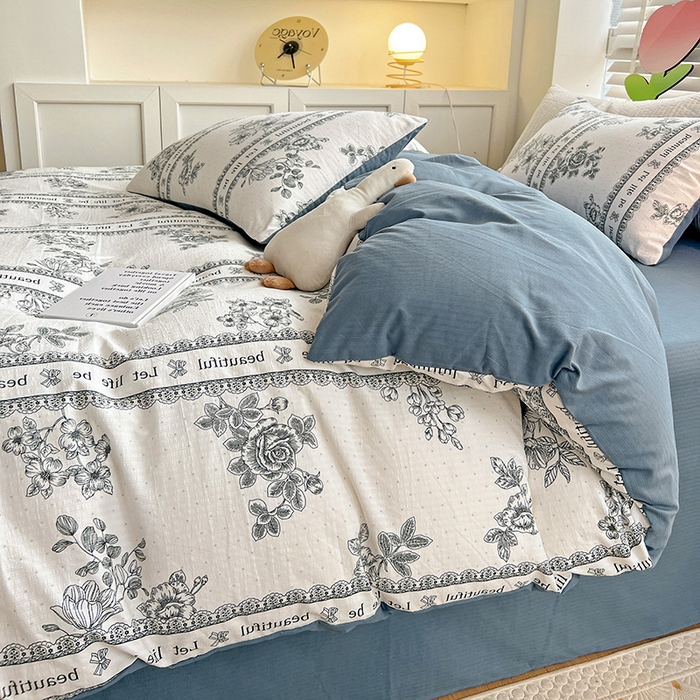 91家纺网 家纺一手货源 找家纺 王朝国际 2026新款直播热款有氧提花有氧双层纱碎花单被套 花容