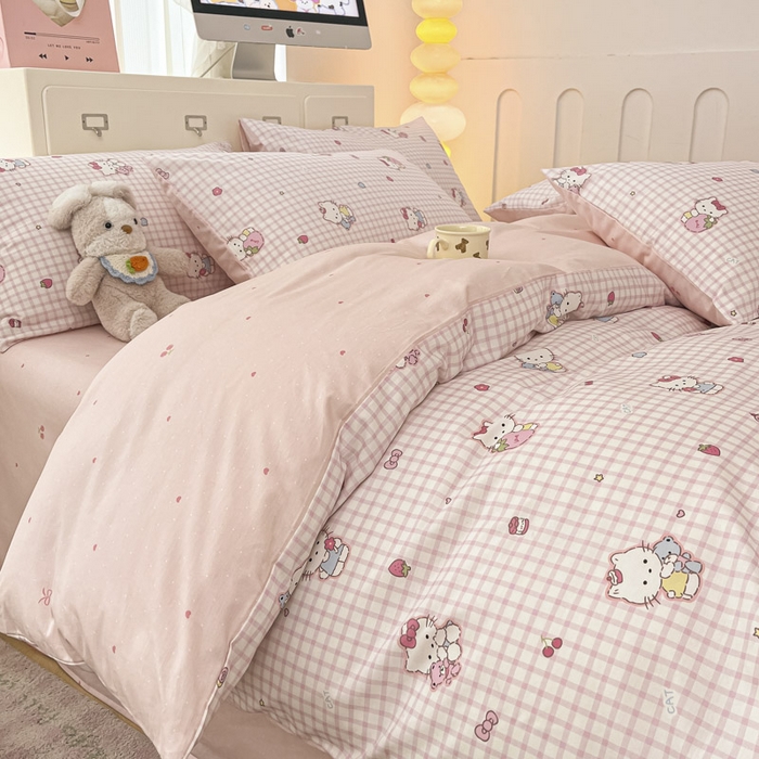 91家纺网 家纺一手货源 找家纺 晨希家居 2025新款全棉卡通活性印花四件套-奶芙猫