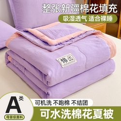 91家纺网 家纺一手货源 找家纺 雪鲨家纺  2025新款A类水洗棉夏被新疆棉花夏凉被空调被可机洗薄被子被芯 紫色,紫色