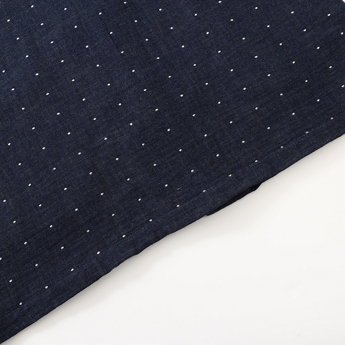 91家纺网 家纺一手货源 找家纺 伊嫚家居 2025新款日式无印风良品全棉双层纱睡衣女纯棉短袖短裤睡衣夏季纯棉短袖家居服 藏青波点男