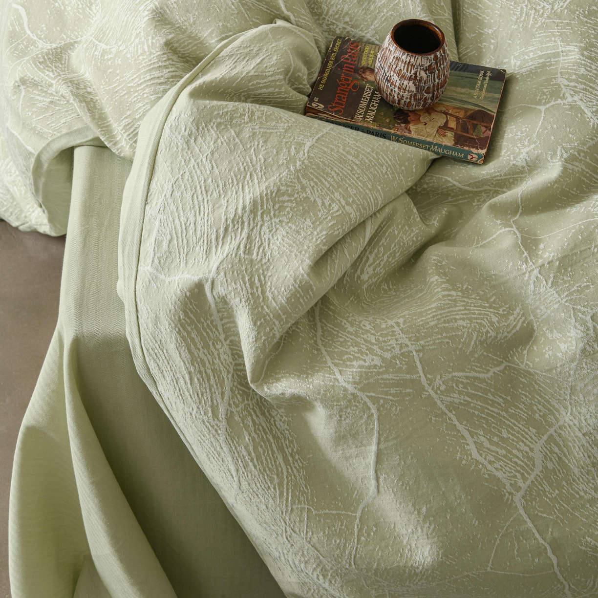 91家纺网 家纺一手货源 找家纺 云上 2025全棉提花床品系列·冰裂   色织冰裂-绿