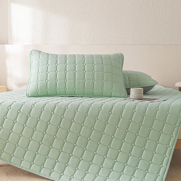 91家纺网 家纺一手货源 找家纺 欧邦 2025春夏新款四季款无印风纯色水洗棉床褥榻榻米床垫 床垫-浅绿