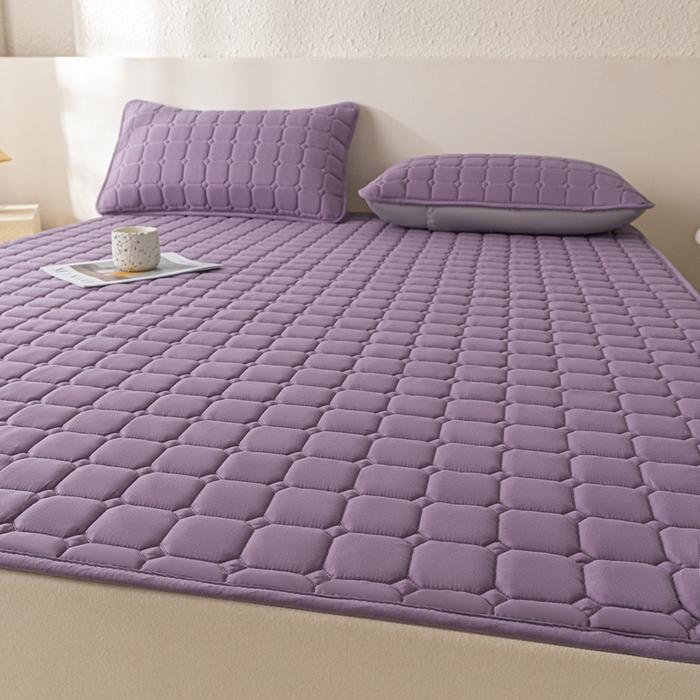 91家纺网 家纺一手货源 找家纺 欧邦 2025春夏新款四季款无印风纯色水洗棉床褥榻榻米床垫 床垫-魅紫