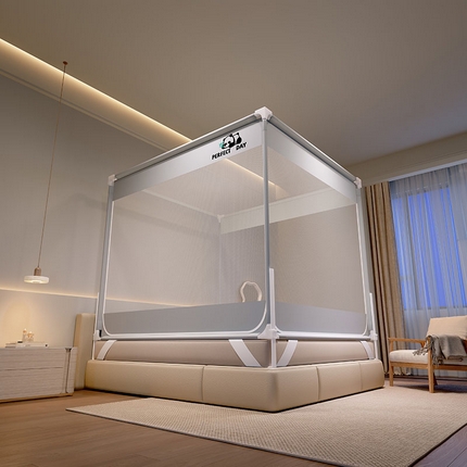 91家纺网 家纺一手货源 找家纺 卓尔居 2025新款成人坐床外穿蚊帐系列-光年熊猫带压脚 熊猫灰