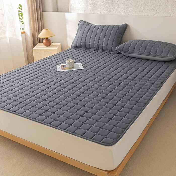 91家纺网 家纺一手货源 找家纺 欧邦 2025春夏新款四季款无印风纯色水洗棉床褥榻榻米床垫 床垫-深灰