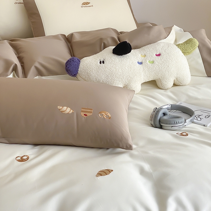 91家纺网 家纺一手货源 找家纺 时亿 2025新款100支长绒棉春夏拼接款四件套 休闲时光