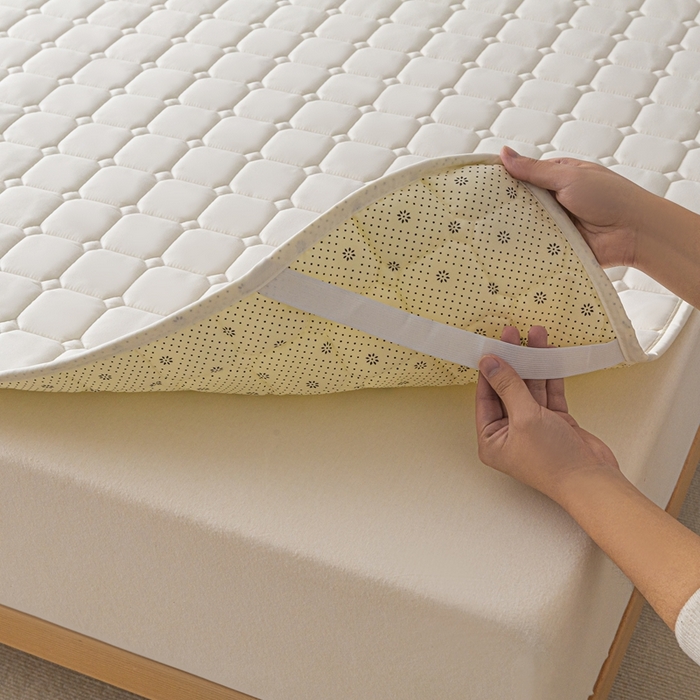 91家纺网 家纺一手货源 找家纺 欧邦 2025春夏新款四季款无印风纯色水洗棉床褥榻榻米床垫 床垫-本白