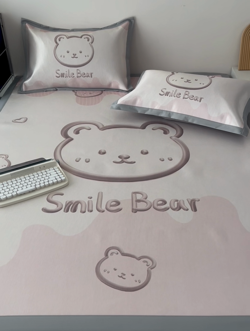 91家纺网 家纺一手货源 找家纺 倾慕家纺 800D数码大版冰丝凉席 3D小熊