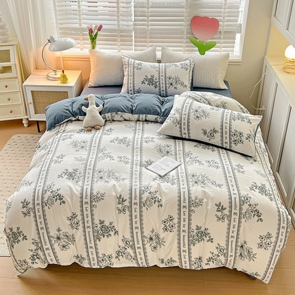 91家纺网 家纺一手货源 找家纺 （总）王朝国际 2025新款直播热款有氧提花有氧双层纱碎花单被套