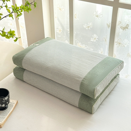 91家纺网 家纺一手货源 找家纺 （总）花瓣语家纺 2025新款全棉拼色水洗荞麦枕