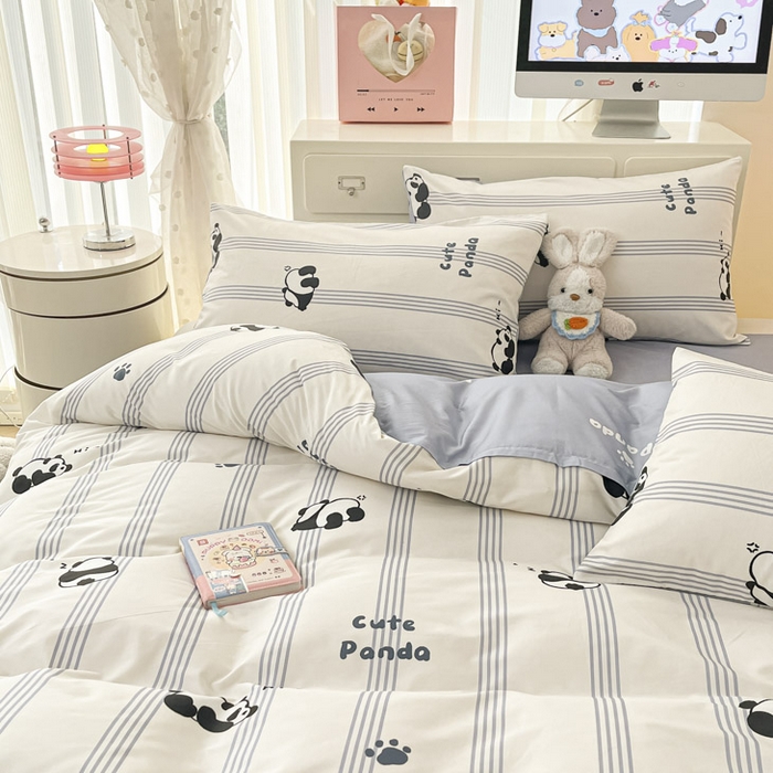 91家纺网 家纺一手货源 找家纺 晨希家居 2025新款全棉卡通印花简约款单被套-无忧熊仔