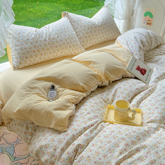 91家纺网 家纺一手货源 找家纺 王朝国际 2025新款直播热款有氧提花有氧双层纱碎花单被套 月光女神