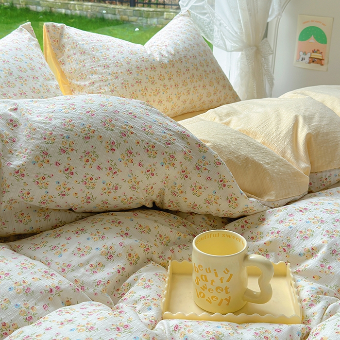 91家纺网 家纺一手货源 找家纺 王朝国际 2025新款直播热款有氧提花有氧双层纱碎花单被套 月光女神