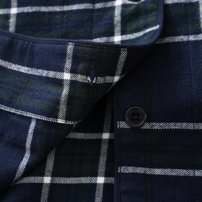 91家纺网 家纺一手货源 找家纺 伊嫚家居 2025新款无印日式双股全棉法兰绒家居服良品睡衣女纯棉直播秋冬款情侣睡衣 深绿色图案男