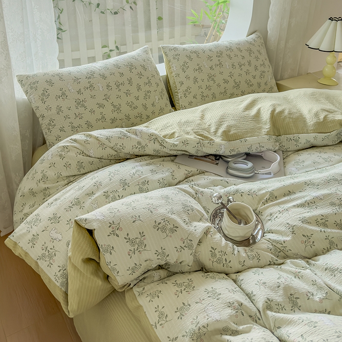 91家纺网 家纺一手货源 找家纺 王朝国际 2025新款直播热款有氧提花有氧双层纱碎花单被套 绿野仙踪