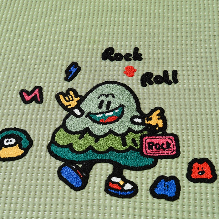 91家纺网 家纺一手货源 找家纺 炫拼  2025新款A类凉豆豆华夫格卡通绣花床笠款三件套 最靓的树