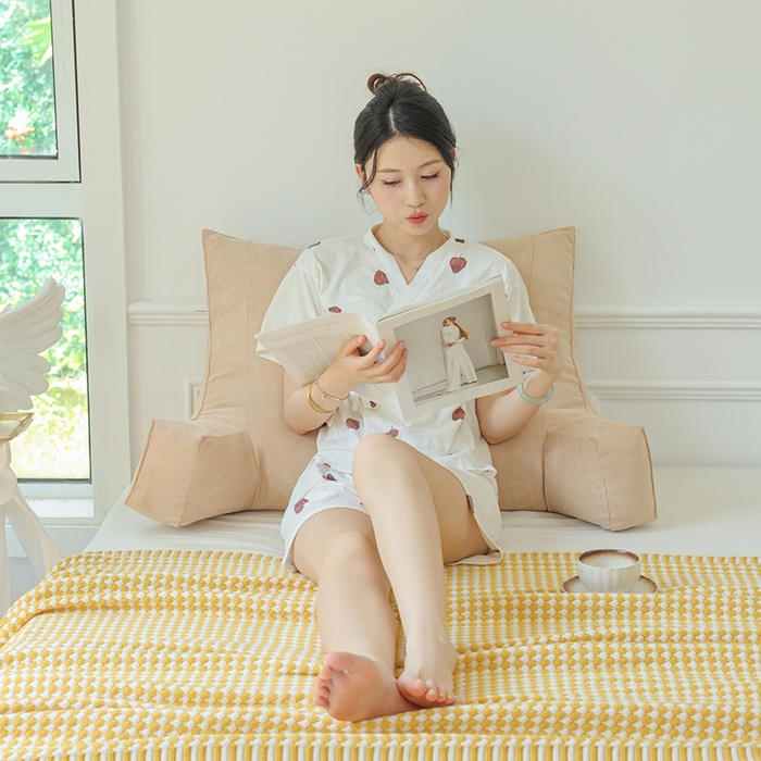 91家纺网 家纺一手货源 找家纺 一兰家纺 2025新款单人床头靠垫护腰靠背靠枕大抱枕抱抱靠 抱抱靠-晨曦黄