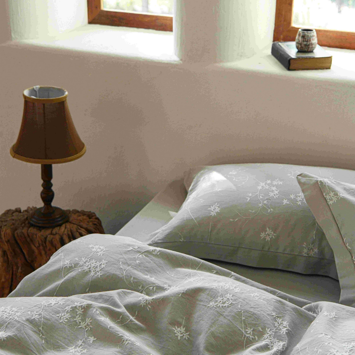 91家纺网 家纺一手货源 找家纺 云上 2025全棉提花床品系列·风铃 风铃-灰