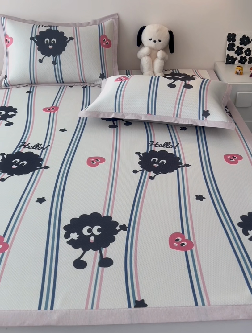 91家纺网 家纺一手货源 找家纺 倾慕家纺 A类满天星凉感提花凉席 律动小球