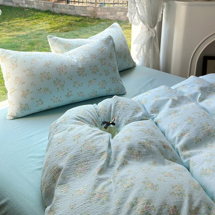 91家纺网 家纺一手货源 找家纺 王朝国际 2025新款直播热款有氧提花有氧双层纱碎花单被套 兰亭