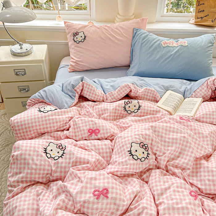 91家纺网 家纺一手货源 找家纺 海岛哥哥 2025新款云柔棉毛巾绣 四件套 毛巾绣-萌萌猫咪