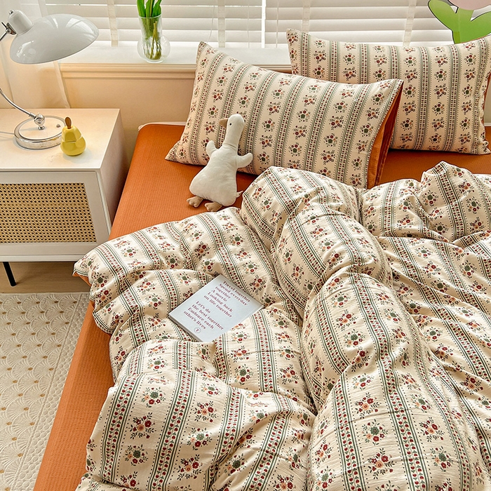 91家纺网 家纺一手货源 找家纺 王朝国际 2025新款直播热款有氧提花有氧双层纱碎花单被套 可可庄园