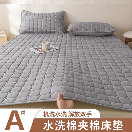 欧邦 2025春夏新款四季款无印风纯色水洗棉床褥榻榻米床垫 床垫-中灰