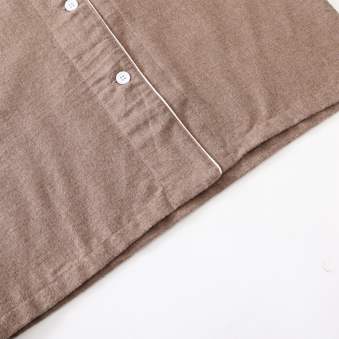 91家纺网 家纺一手货源 找家纺 伊嫚家居 2025新款无印日式双股全棉法兰绒家居服良品睡衣女纯棉直播秋冬款情侣睡衣 纯棕色男