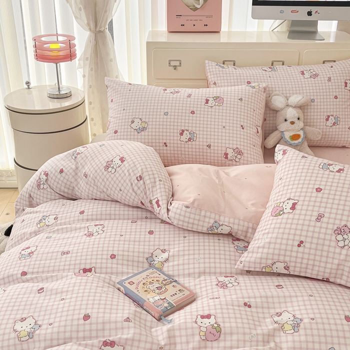 91家纺网 家纺一手货源 找家纺 晨希家居 2025新款全棉卡通印花简约款单被套-奶芙猫