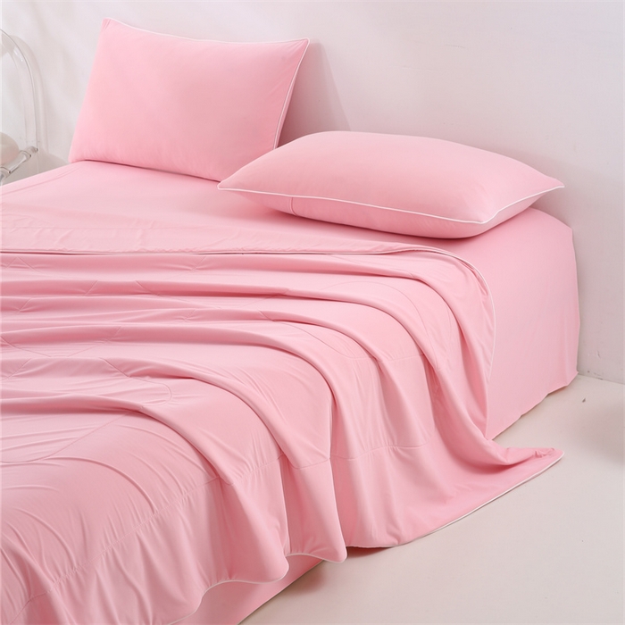 91家纺网 家纺一手货源 找家纺 小禹仔 2025新款母婴级水洗硅胶夏被夏凉被子被芯 浅粉