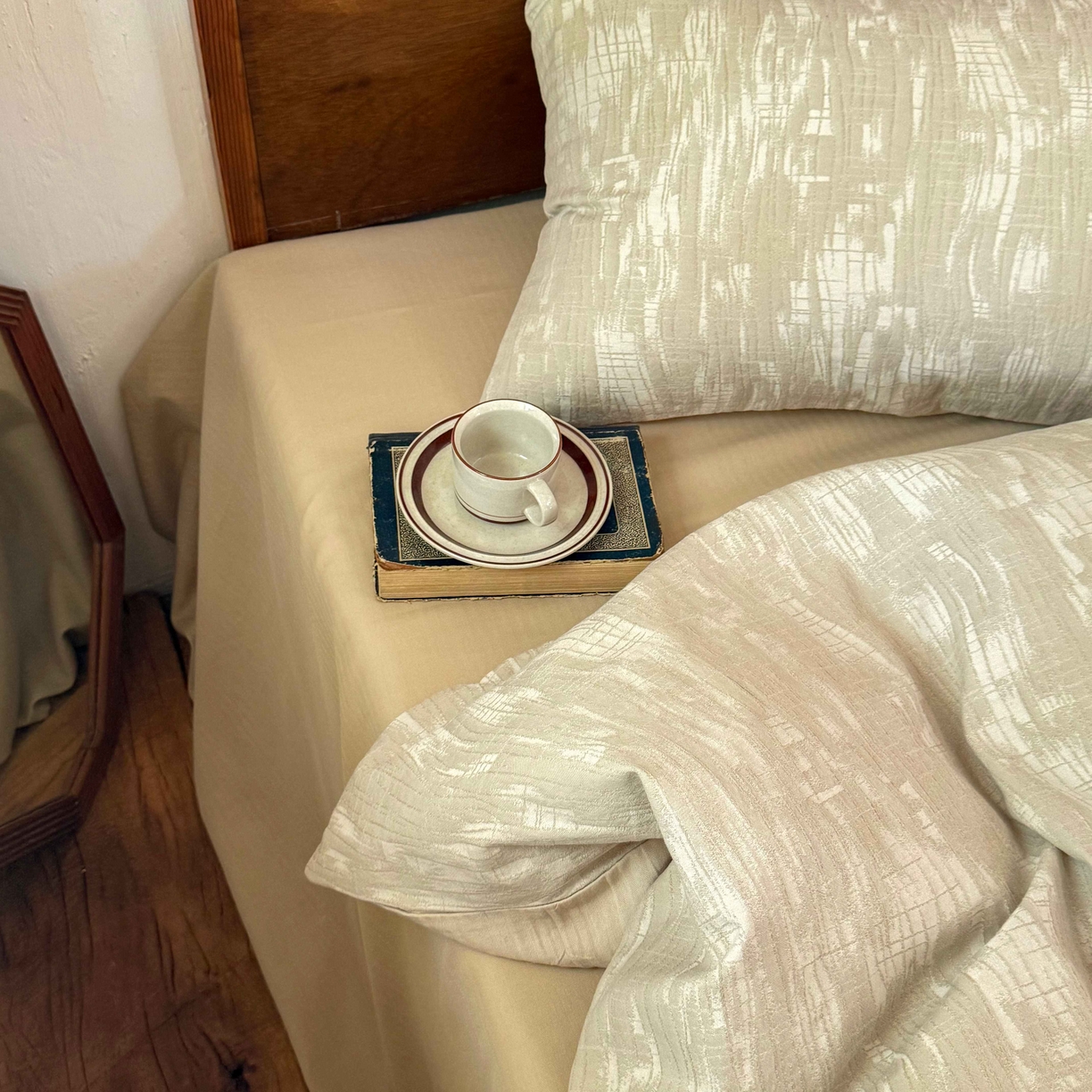 91家纺网 家纺一手货源 找家纺 云上 2025全棉色织大提花床品·侘寂潮汐   潮汐-米