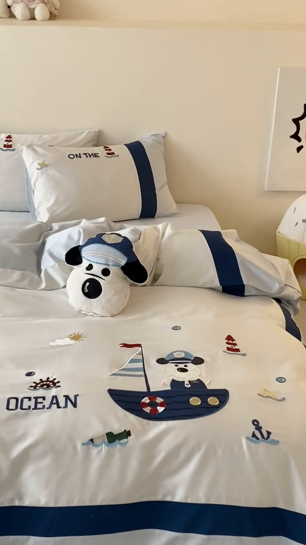 91家纺网 家纺一手货源 找家纺 （总）星野 2025新款超柔天丝棉精致刺绣贴布绣四件套-汪星记