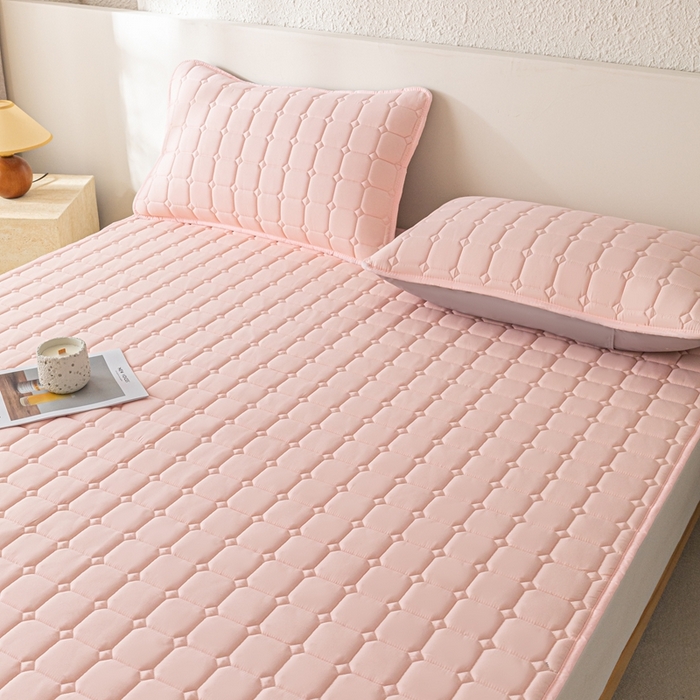 91家纺网 家纺一手货源 找家纺 欧邦 2025春夏新款四季款无印风纯色水洗棉床褥榻榻米床垫 床垫-粉玉