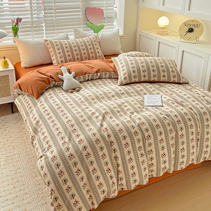 91家纺网 家纺一手货源 找家纺 王朝国际 2025新款直播热款有氧提花有氧双层纱碎花单被套 可可庄园