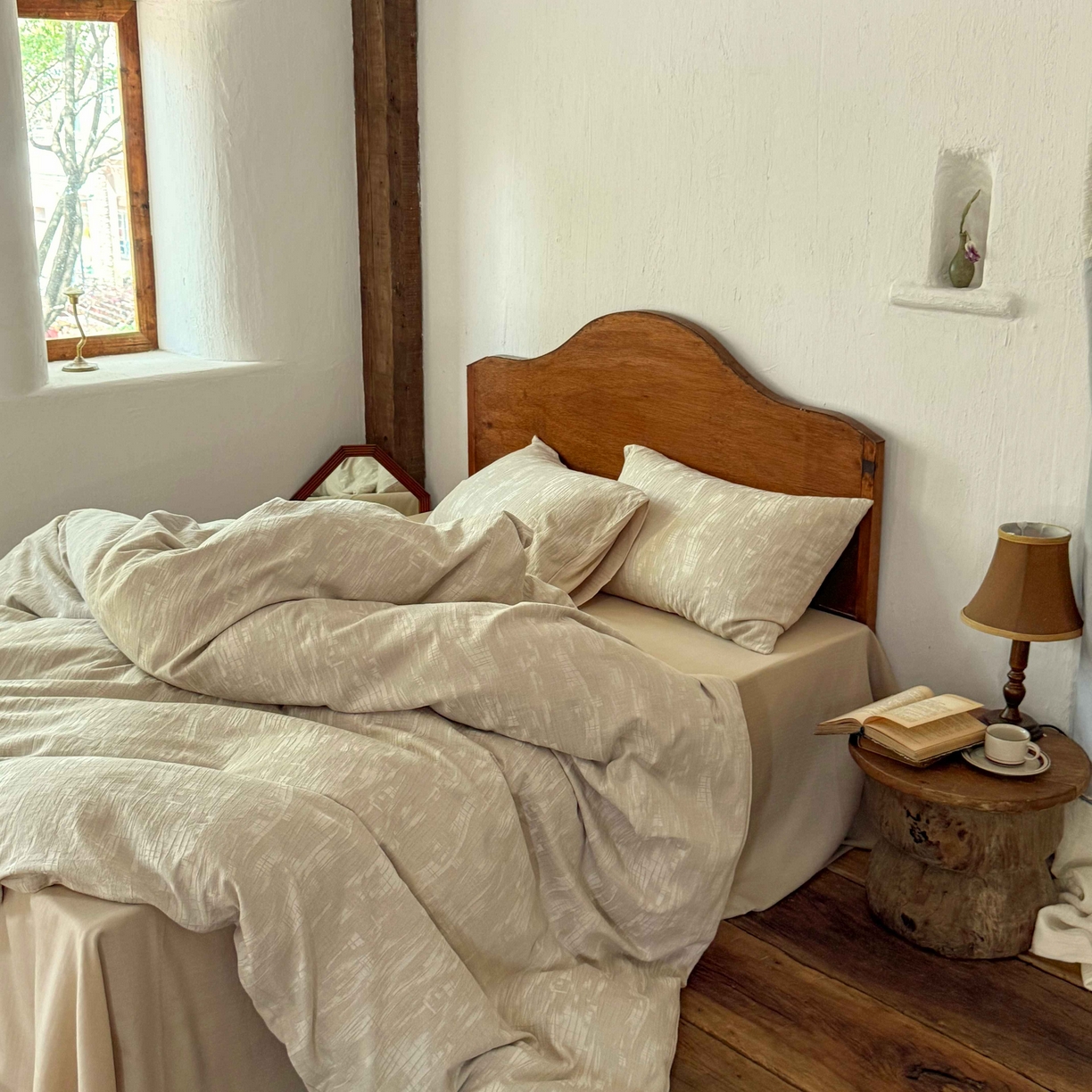 91家纺网 家纺一手货源 找家纺 云上 2025全棉色织大提花床品·侘寂潮汐   潮汐-米