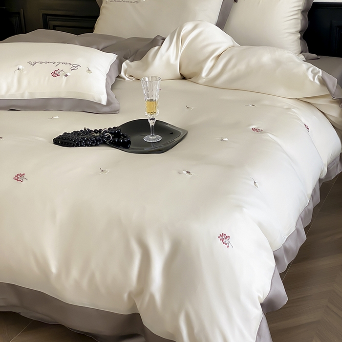 91家纺网 家纺一手货源 找家纺 时亿 2025新款80支兰精天丝四件套-花涧梦 花涧梦-天丝咖